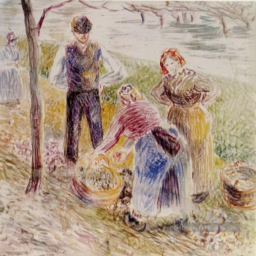  camille peintre - Récolte de pommes de terre Camille Pissarro